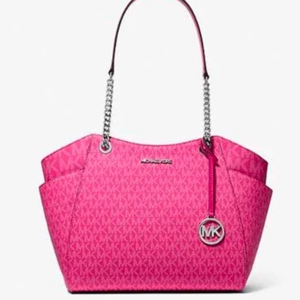 MICHAEL KORS 
Jet Set Travel Large Signature Chain Shoulder Tote Bag
Dragonfruit - Picture 2 of 16